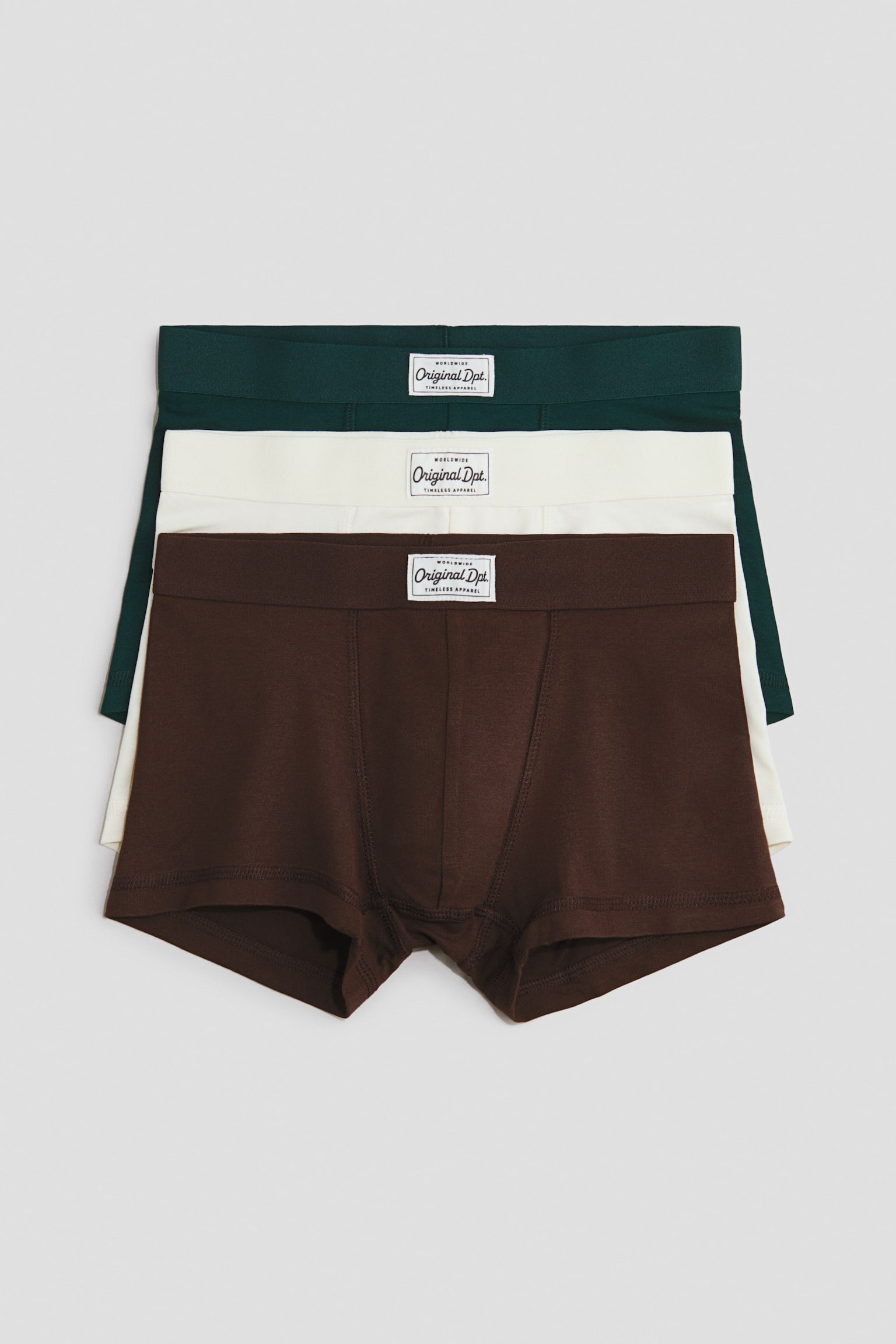 3-pack bomullstrunks - Mörkbrun/Mörkgrön/Svart/Mörk khakigrön/Marinblå/Gråmelerad/Mörkblå