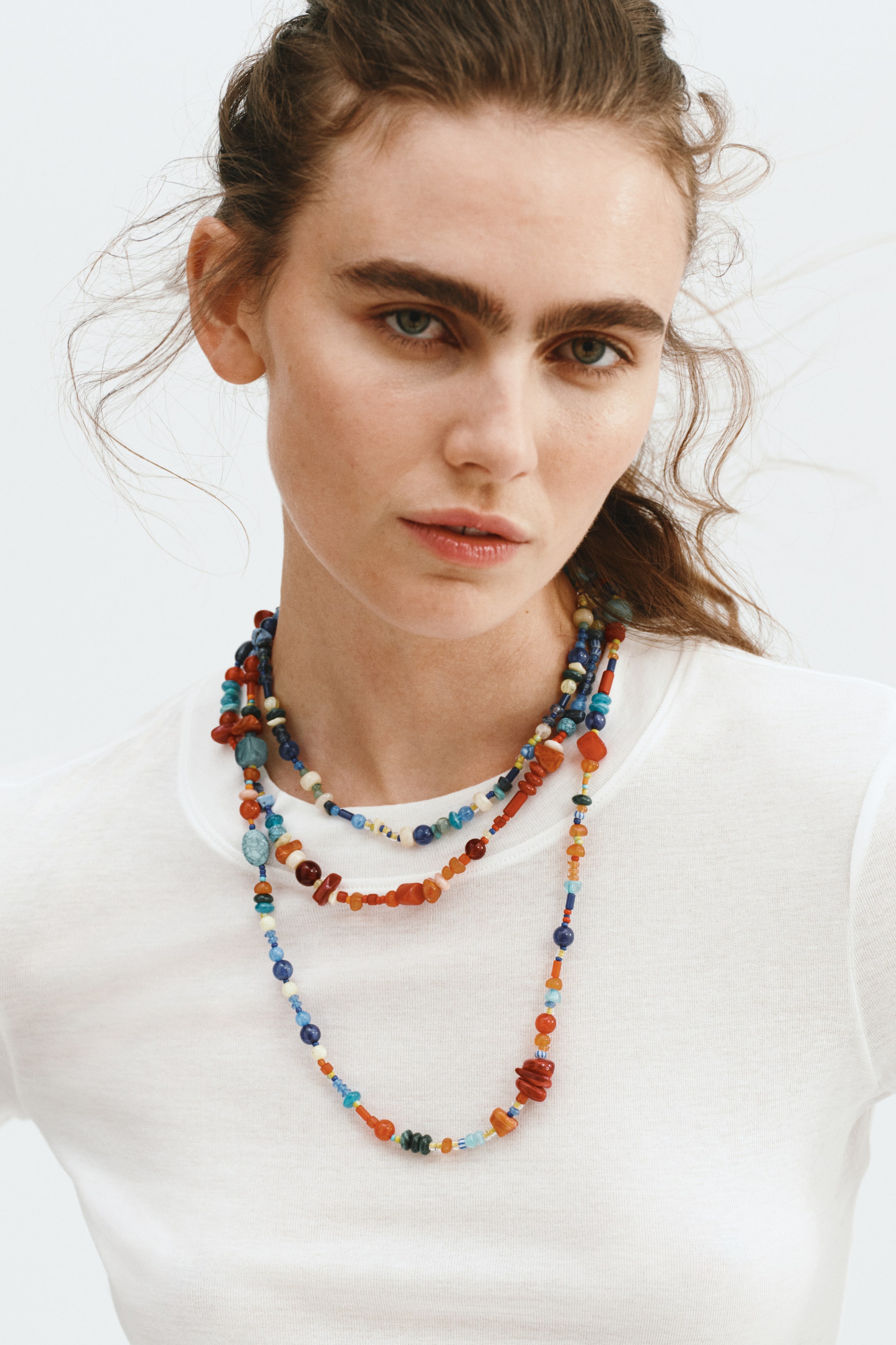 View larger image: Three-strand beaded necklace - Turquoise/Red/Blue - Ladies | H&M IN 1