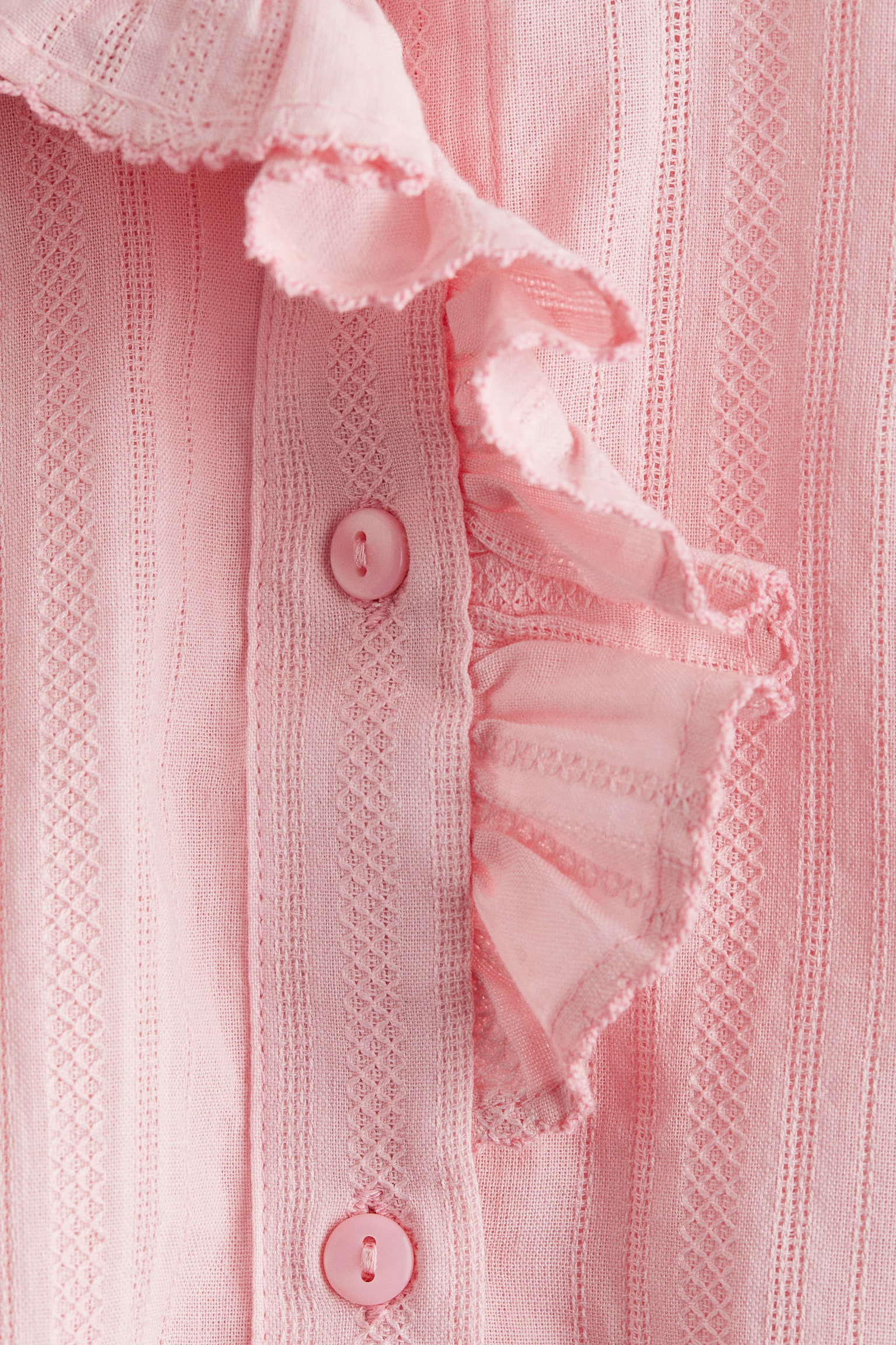 Frill-collared cotton blouse - Light pink/White/Light blue/Checked - 3