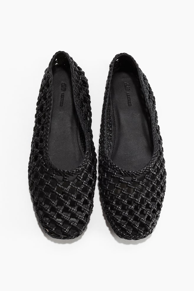 Ballerines en cuir tressé - Noir - 1