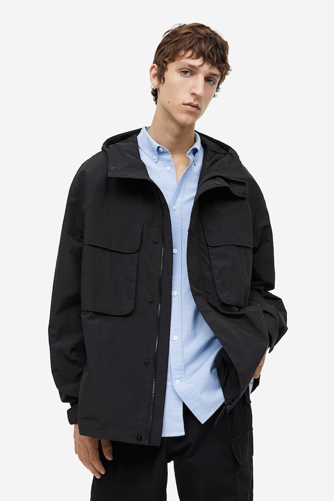 Loose Fit Water-repellent jacket - Black/Beige - 9