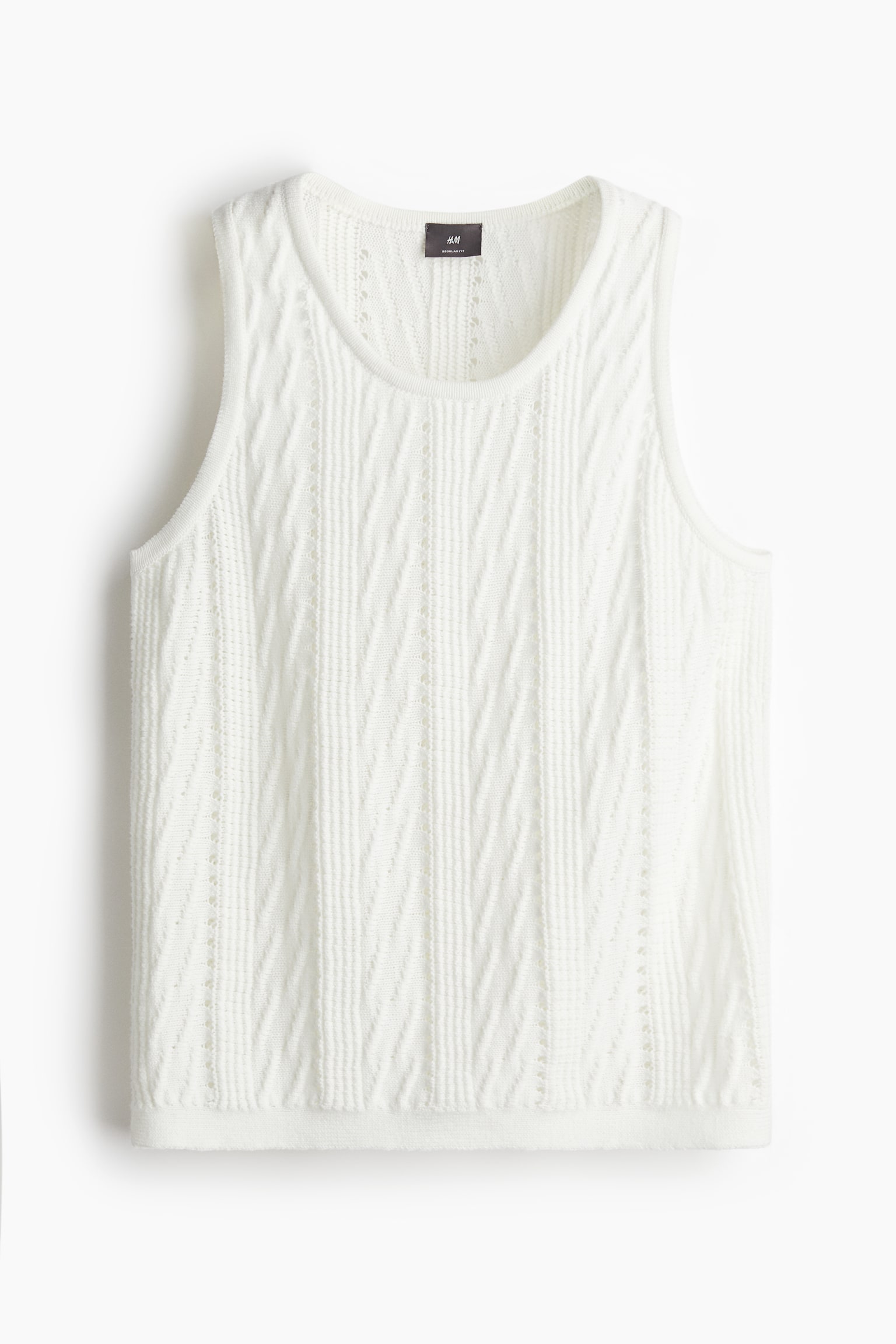 Regular Fit Pattern-knit top vest - White/Black - 2