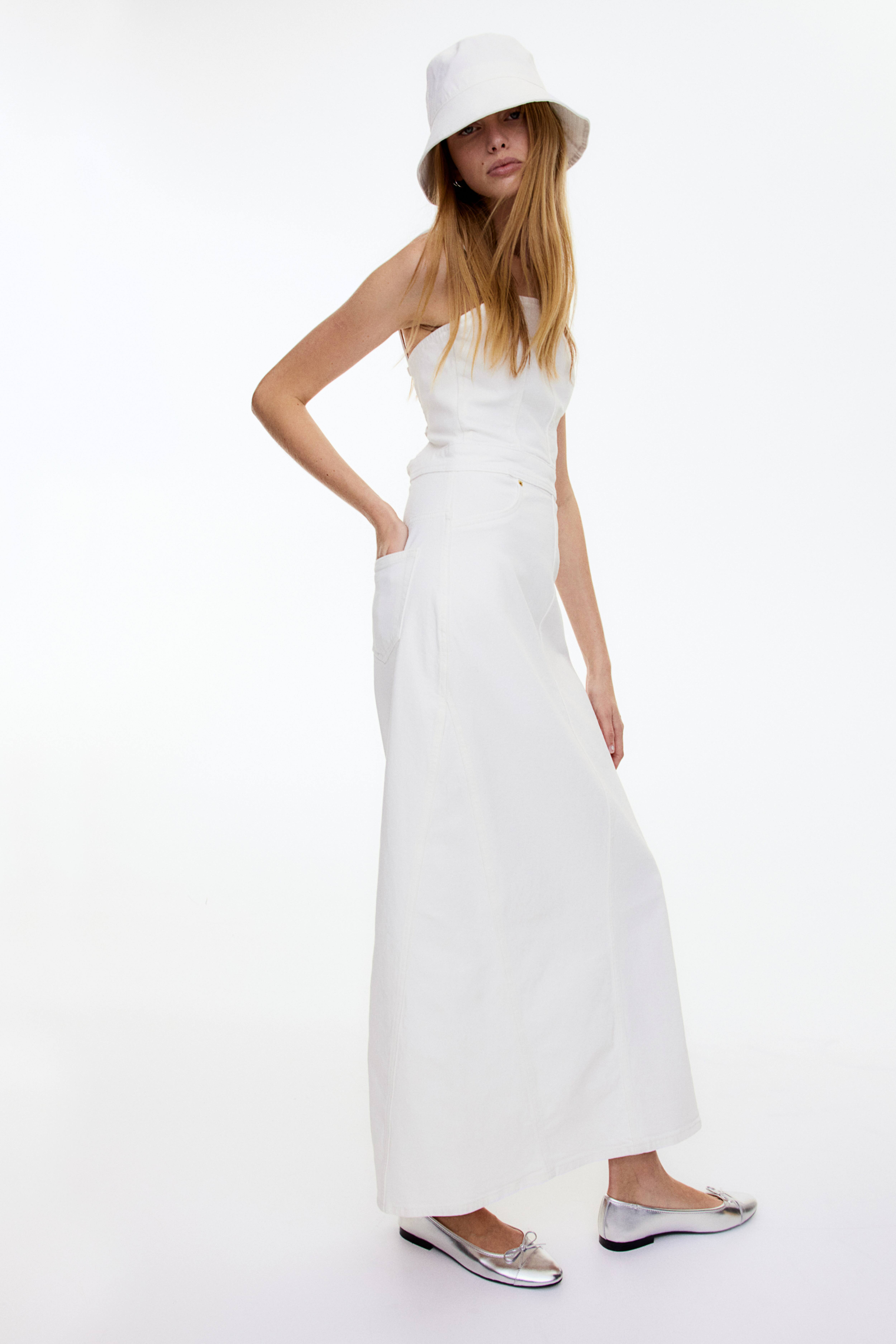 H&m white denim fashion dress