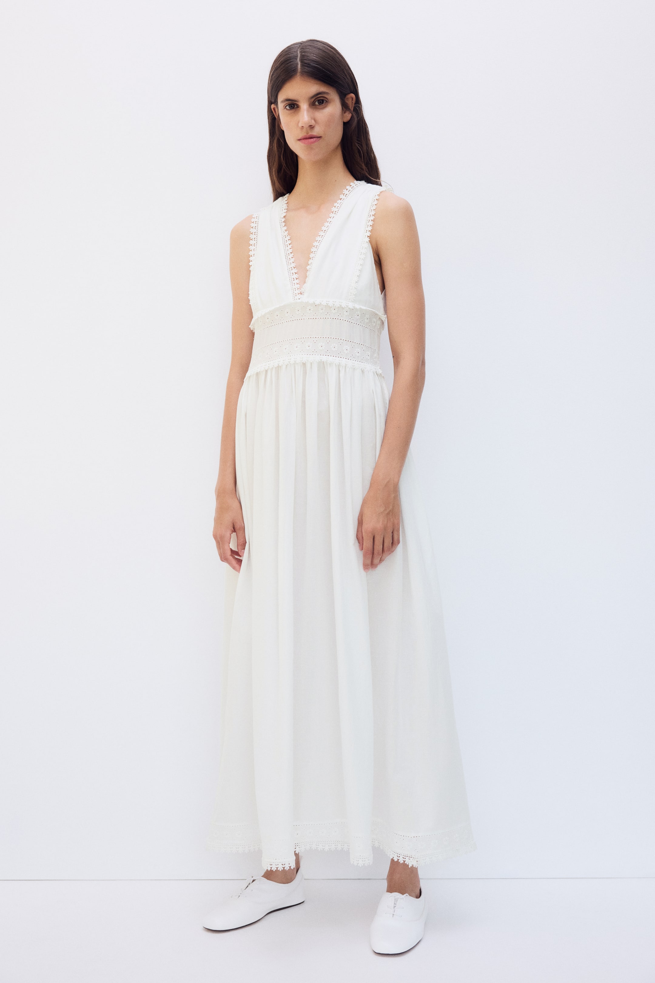 Женские платья H&M MAMA Lace-Trimmed Cotton Nursing Dress — фото 4