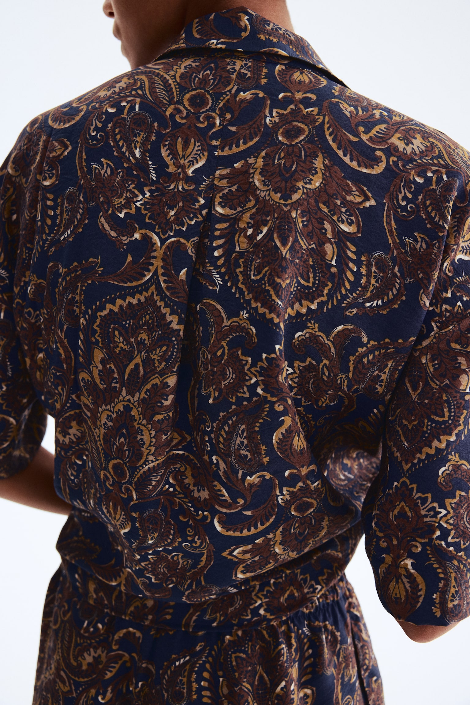 Büzgü Bağlı Şort - Lacivert/Desenli/Kahverengi - 4