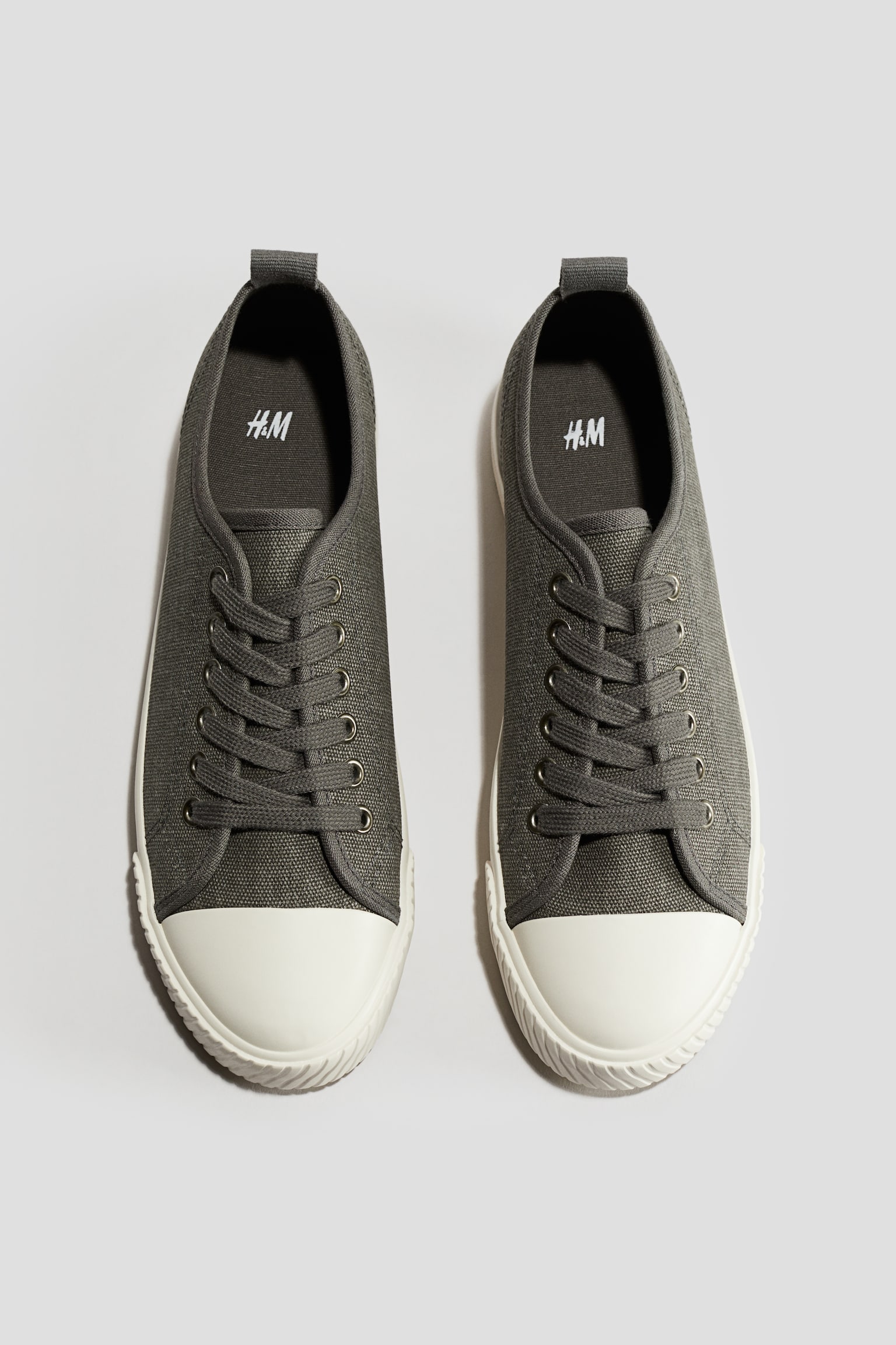 Cotton canvas trainers - Dark grey/Cream - 3