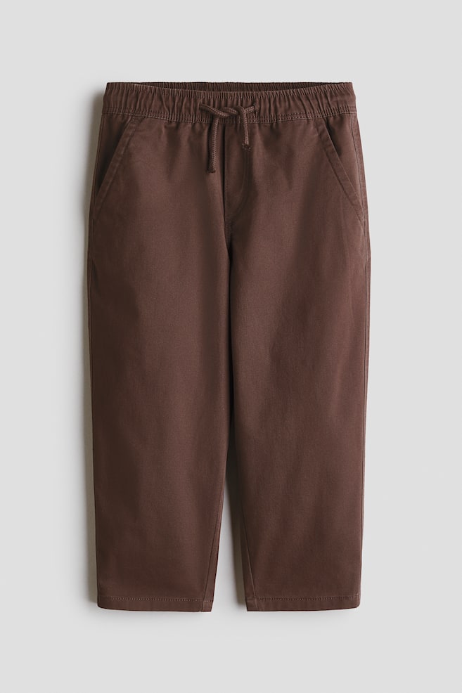 Cotton Twill Joggers - Dark brown/Dusty khaki green - 1