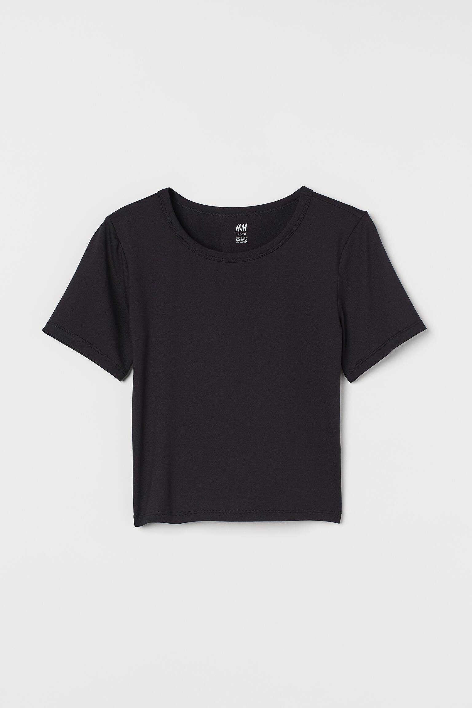 Cropped Sports Top - Black - 1