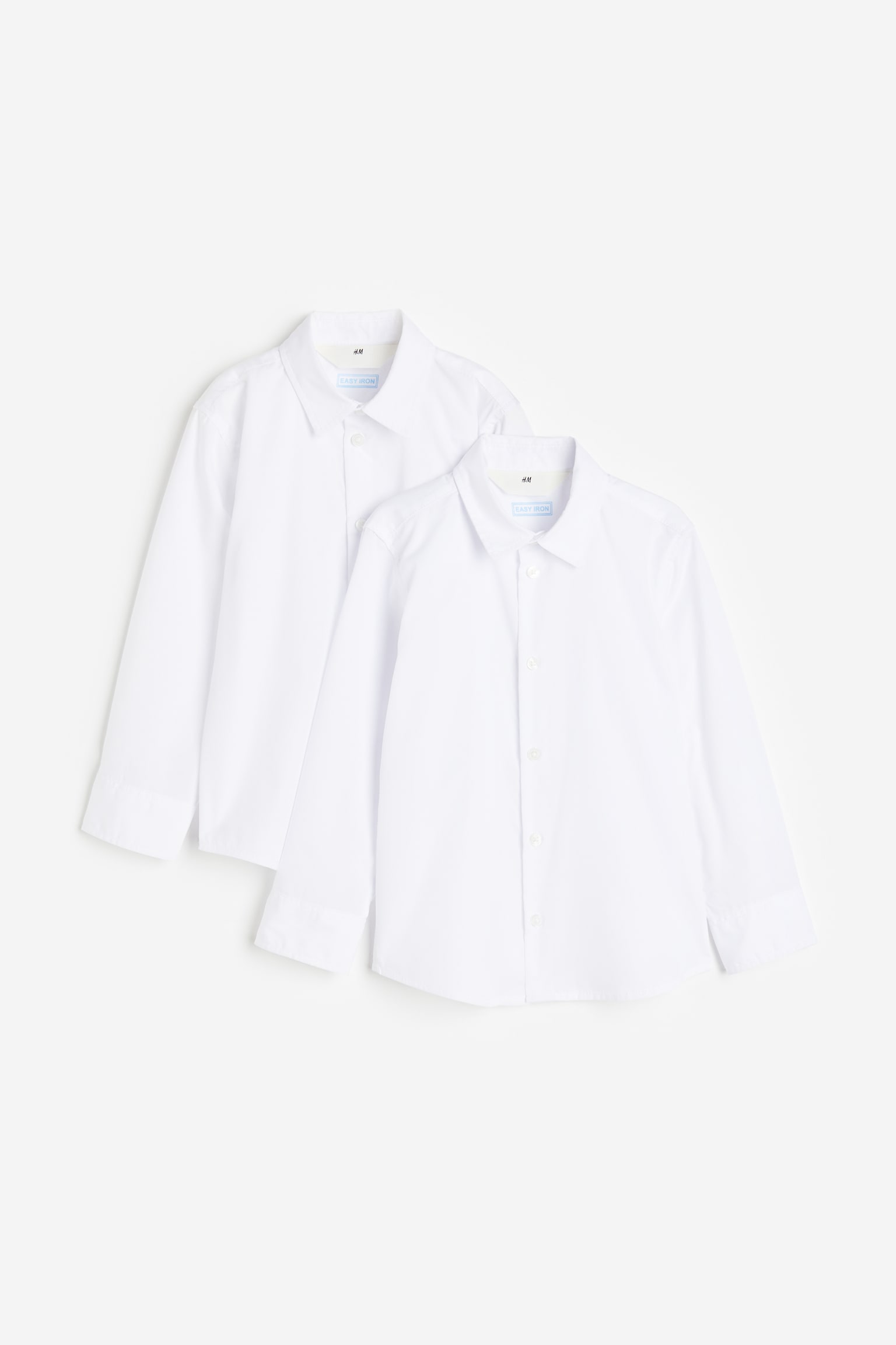 2-pack easy-iron school shirts - White/Light blue - 1