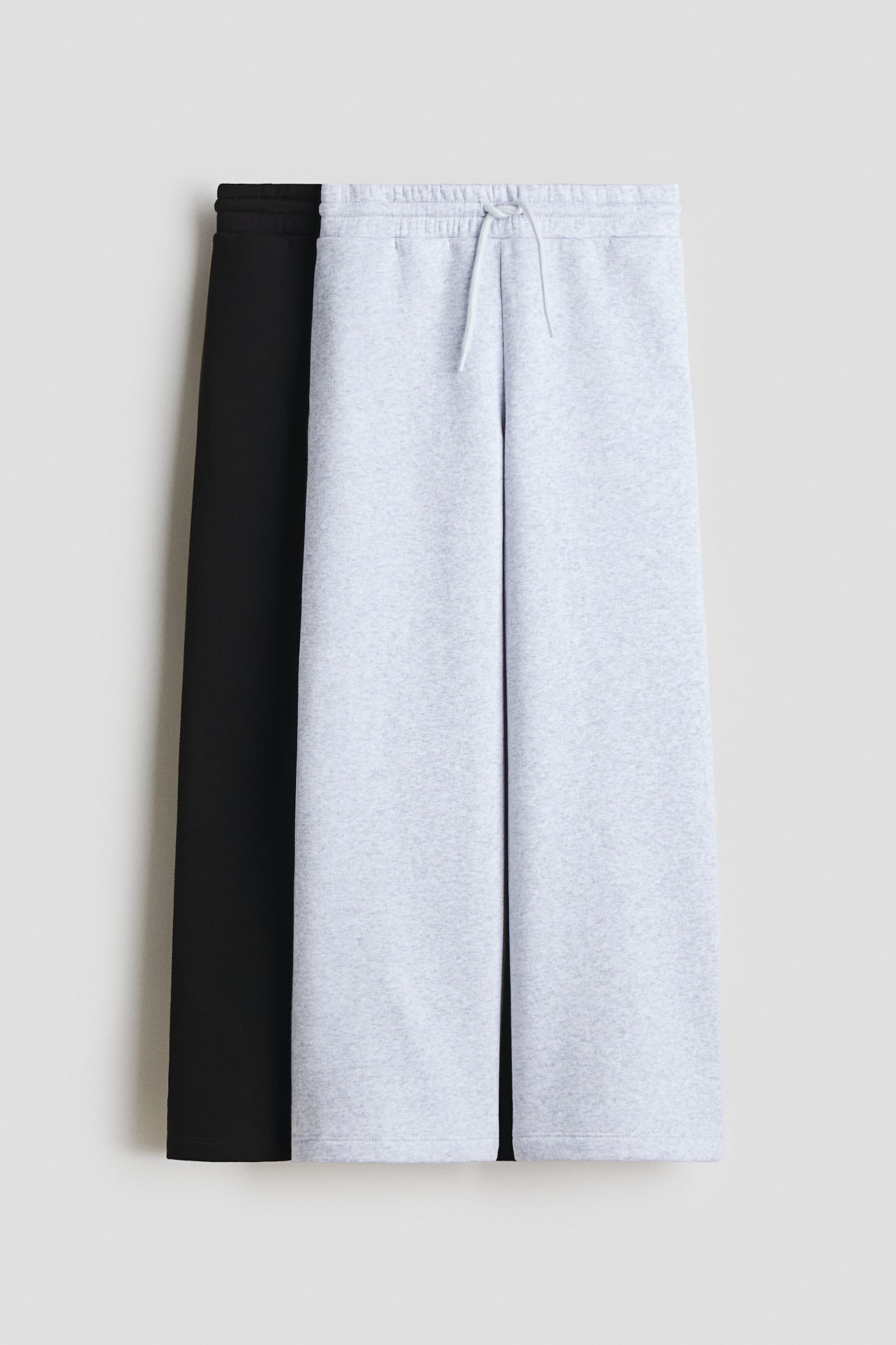 Детские брюки H&M 2-Pack Brushed-Inside, цвет: Чёрный / Серый меланжевый — фото 1