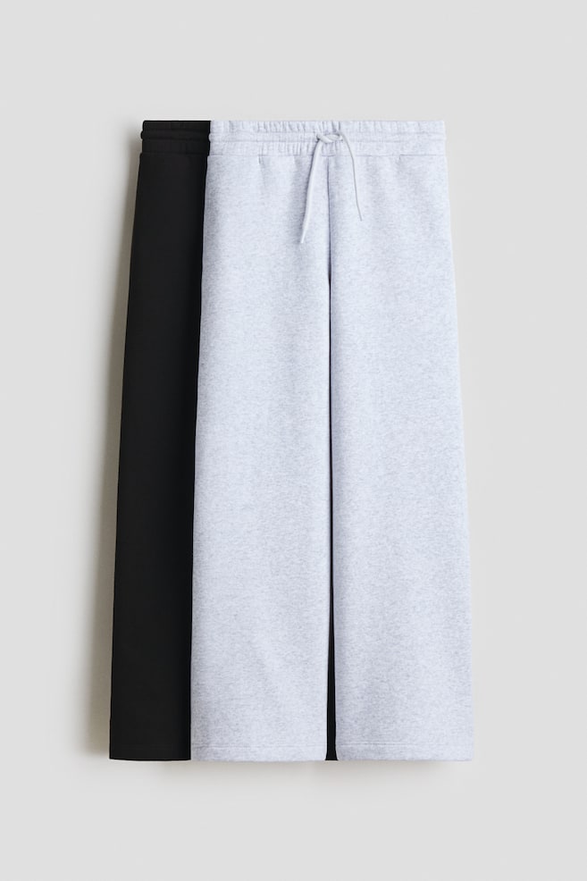2-pack Joggers con interior peinado - Negro/Gris jaspeado claro - 1