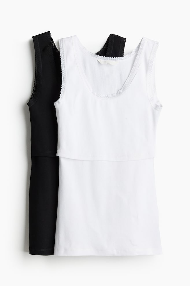 MAMA 2-pack nursing vest tops - White/Black - 1