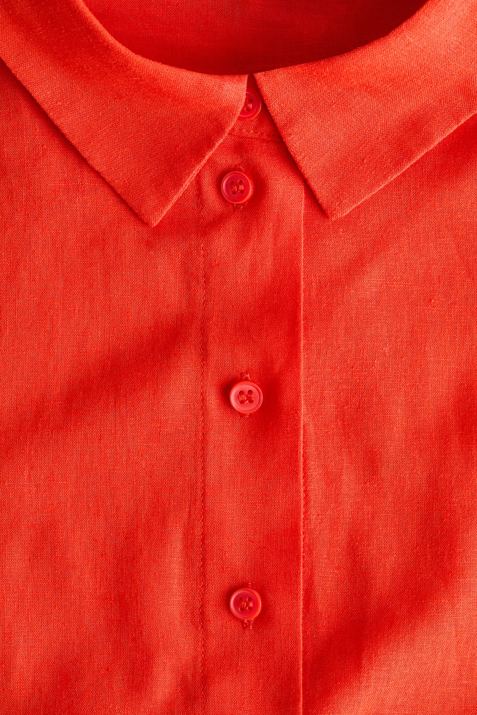 Linen-blend shirt - Bright red/Dark brown - 3