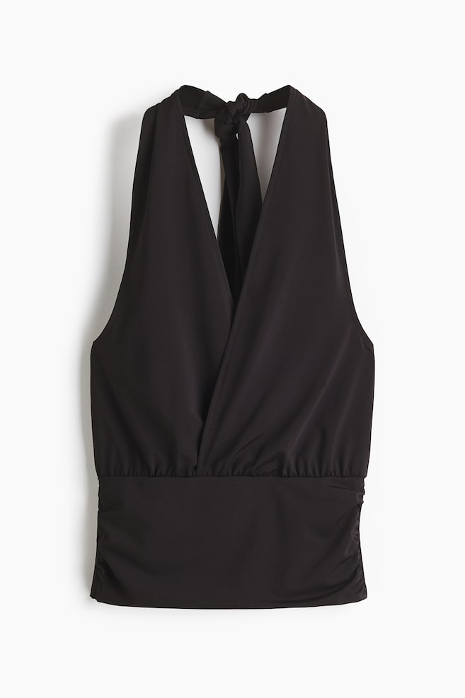 Top de punto con cuello halter - Negro/Morado oscuro/Azul paloma oscuro - 1
