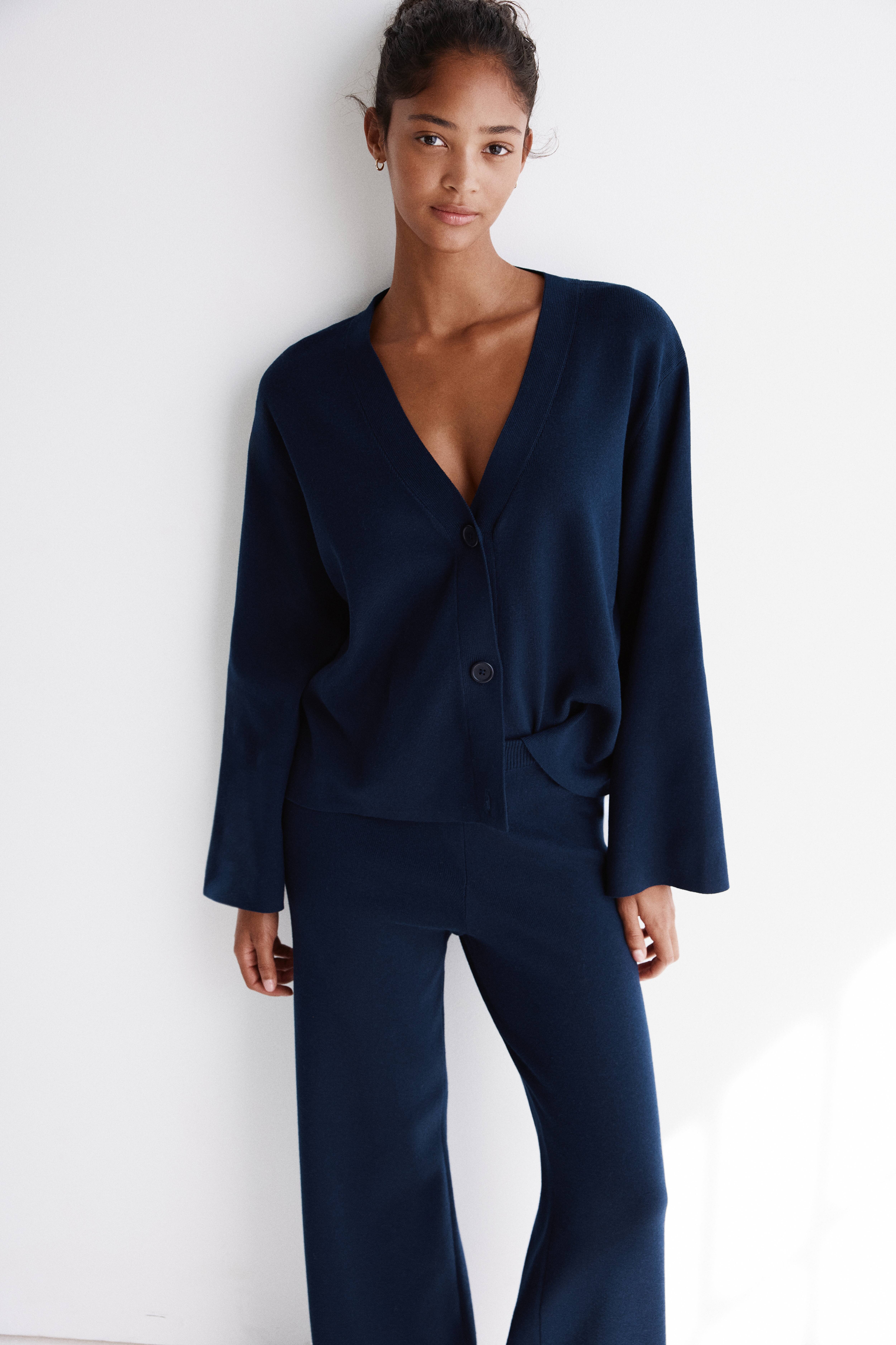 Cardigan Lungo Fino Al Pavimento Donna - Maglia Sottile Con Tasche, Maxi Cardigan Elegante (Blu Scuro, Taglia M)