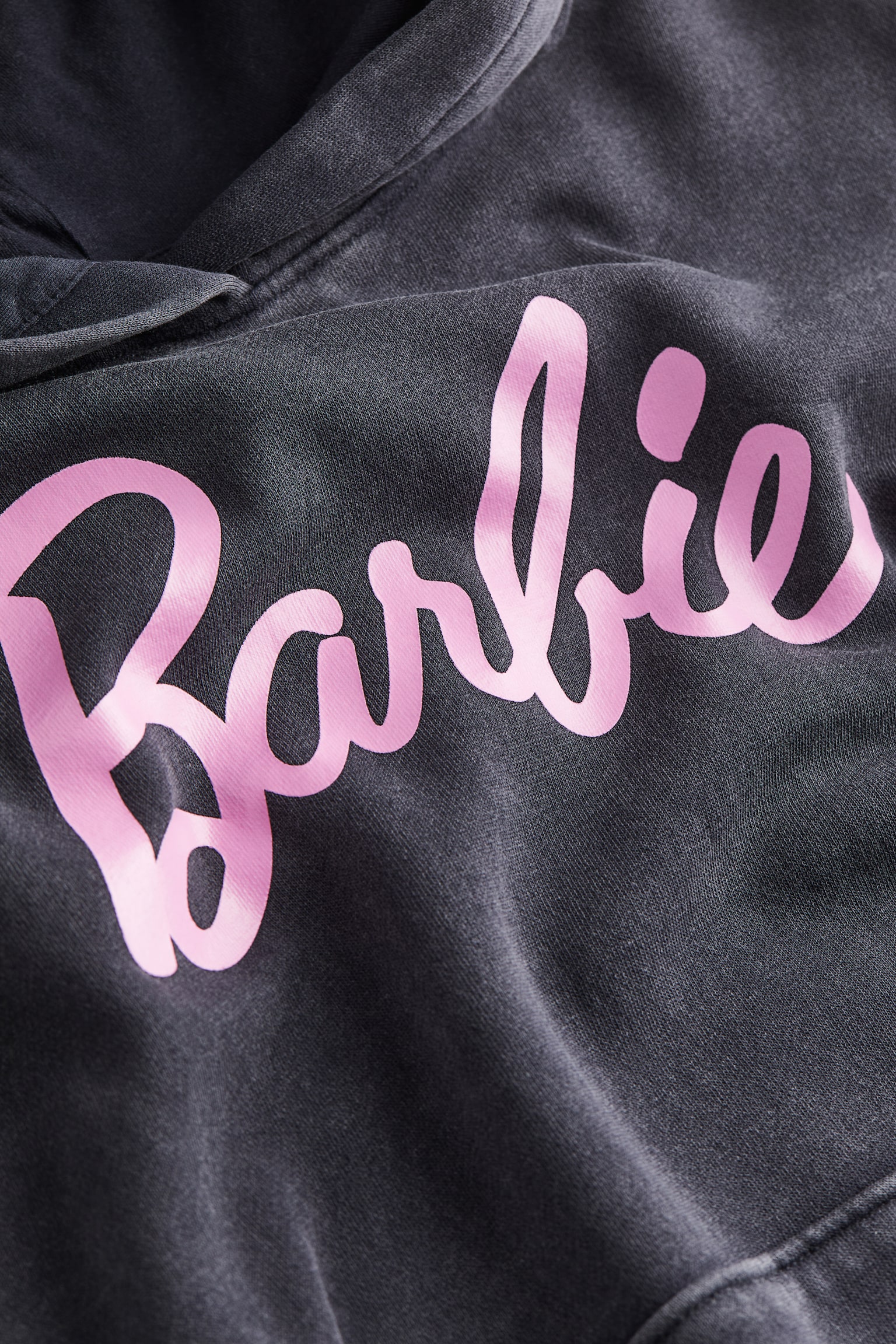 Oversized Print Hoodie - Dark grey/Barbie - 3