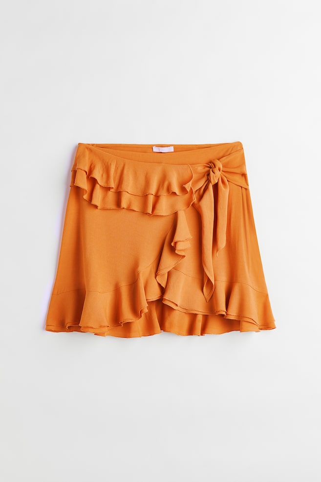 Kopertowa spódnica z falbanami - Pomarańczowy - 1