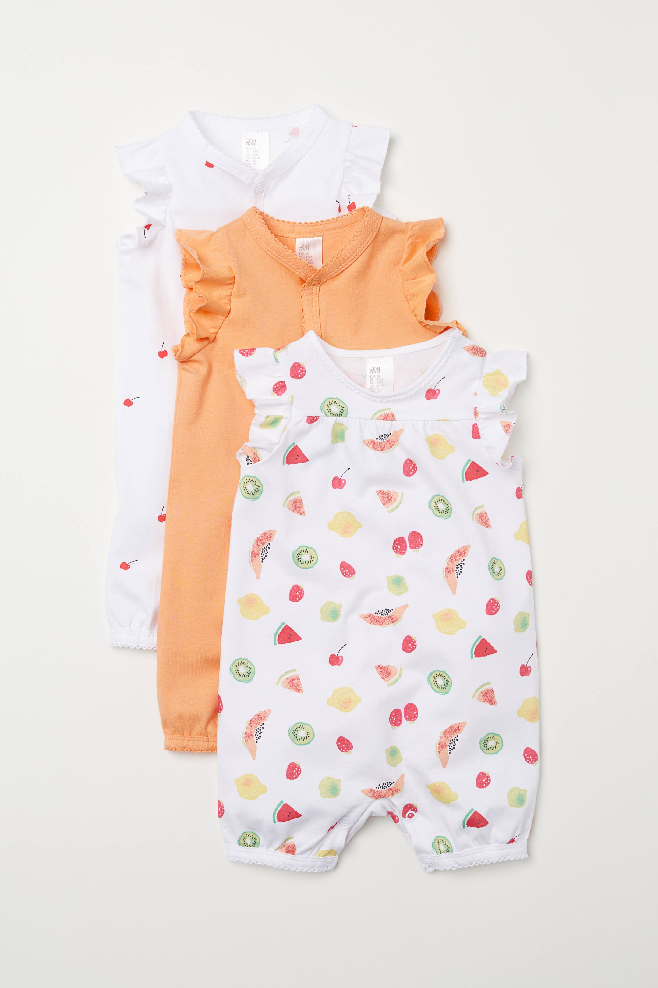 View larger image: 3-pack pyjamas - Light orange/Fruit - Kids | H&M 1