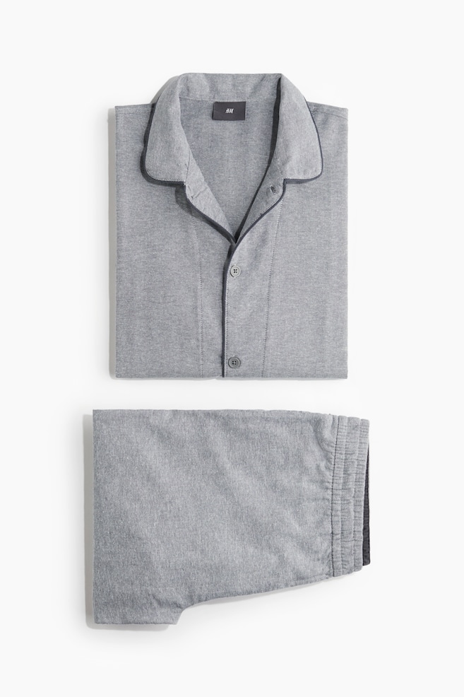Flannel pyjamas - Grey marl/Light grey/Checked - 1