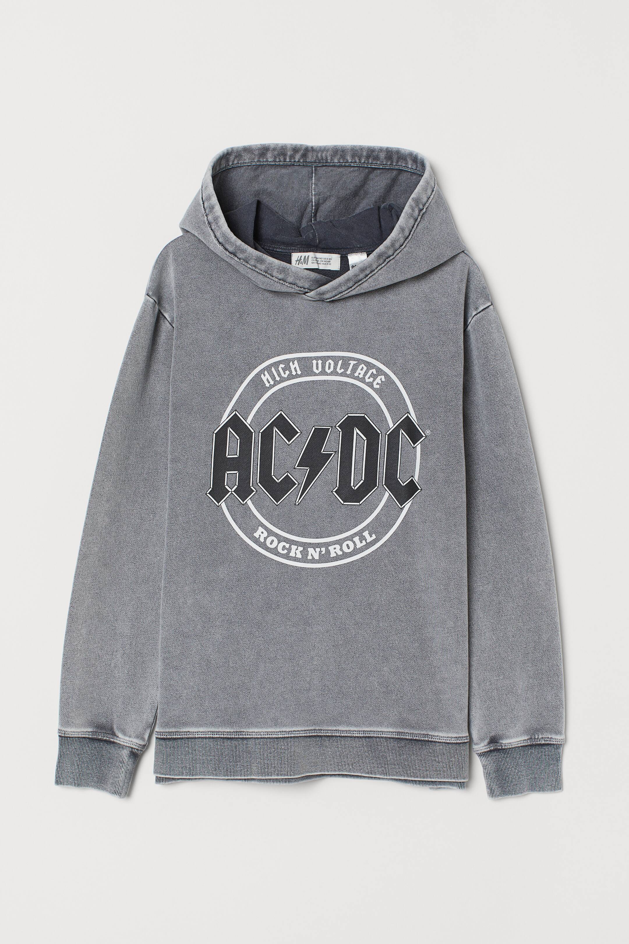 Printed Hoodie - Gray/AC/DC - Kids | H&M CA