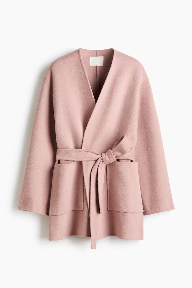Handmade wool-blend coat - Dusty pink - 1