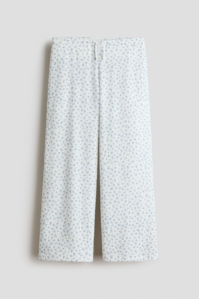 Pantalon en jersey texturé - Blanc/bleu/fleuri/Noir/Noir/Blanc/fleuri/Rose/Vert ancien clair/Marron foncé/Beige/imprimé léopard - 1