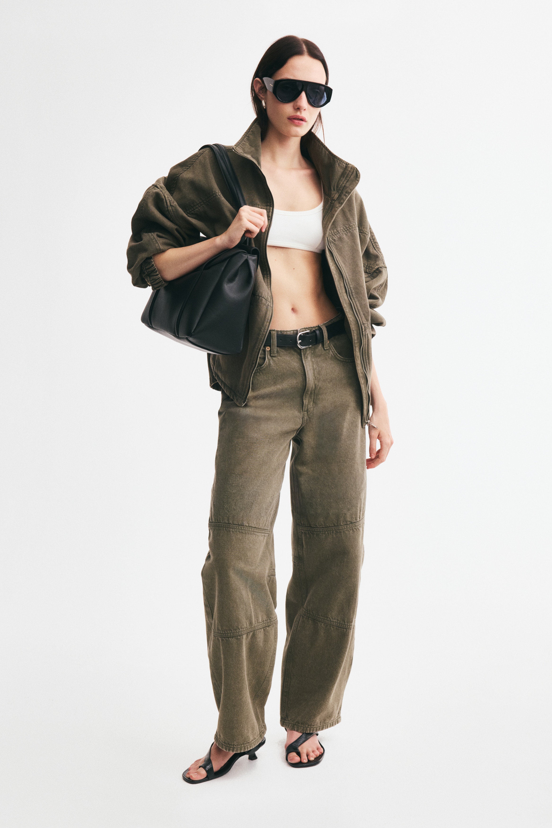 Barrel High Waist Jeans - Verde caqui/Marrón/Piel de serpiente