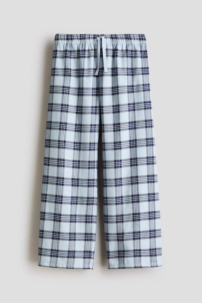 Patterned flannel pyjama bottoms - Light blue/Checked/Navy blue/Checked/Black/White checked - 1