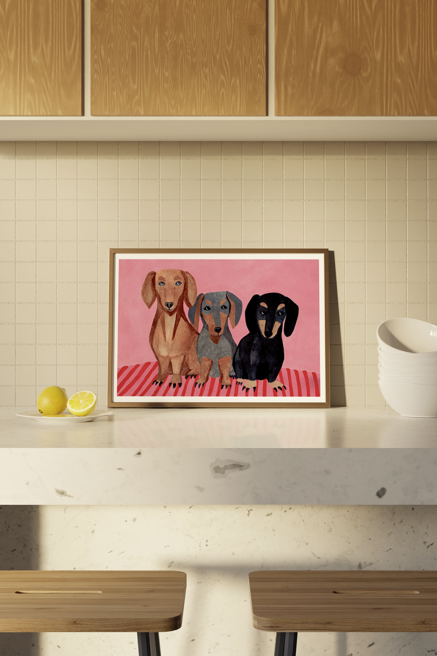 Iga Illustrations - Dachshunds - Farverig/hunde