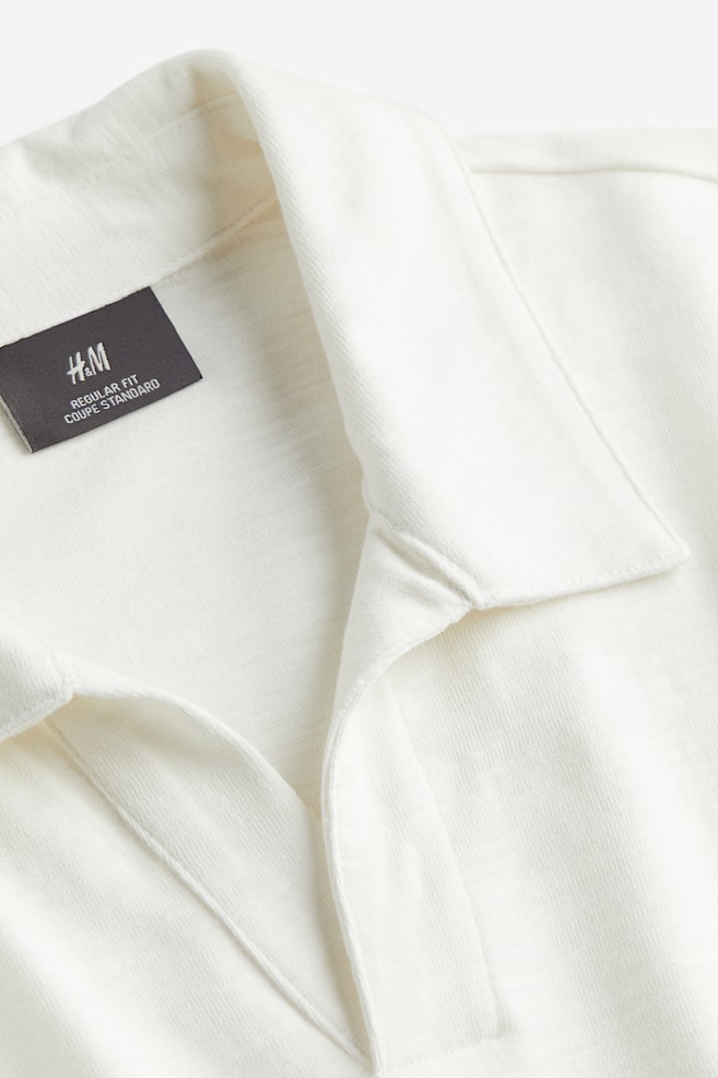 Regular Fit Long-sleeved polo shirt - White/Black - 4
