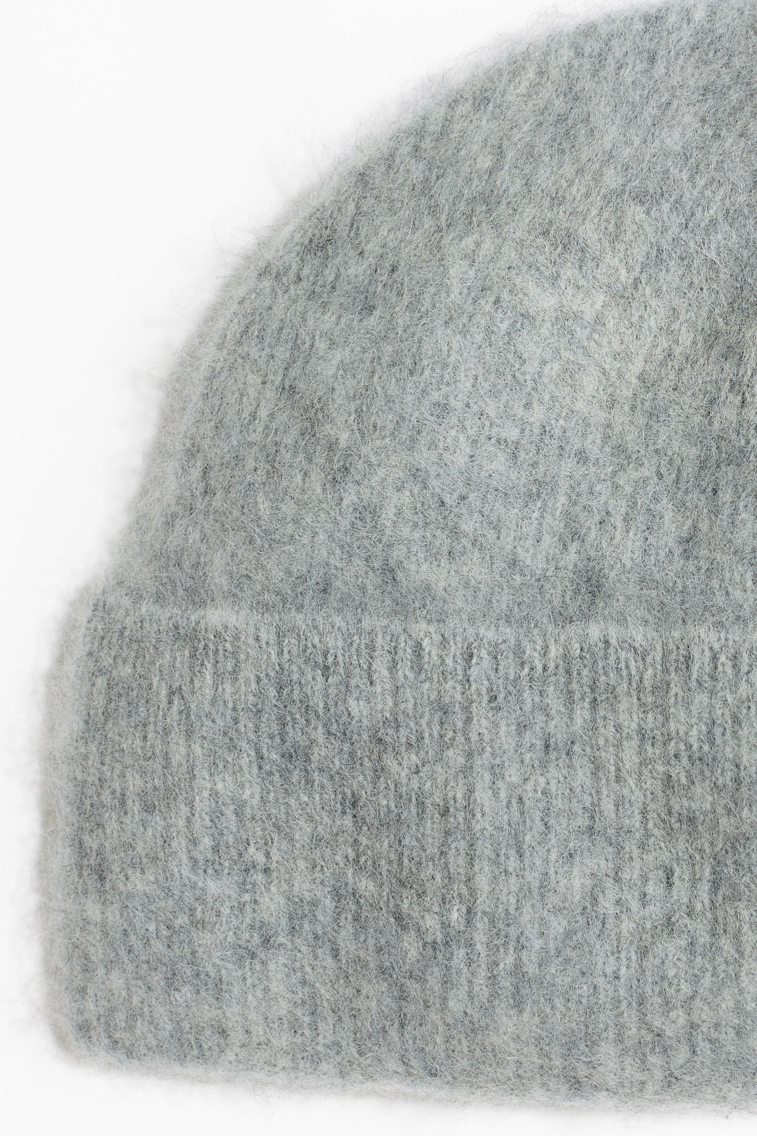 Женская шапка H&M Rib-Knit Wool Beanie, цвет: Серый меланжевый — фото 4