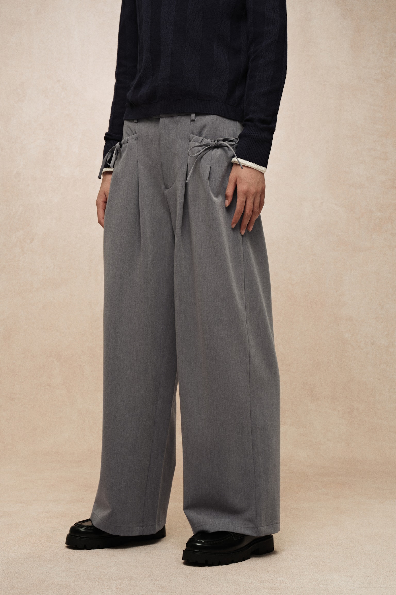 寬管褲 - 灰色/深灰色/格紋 - 7