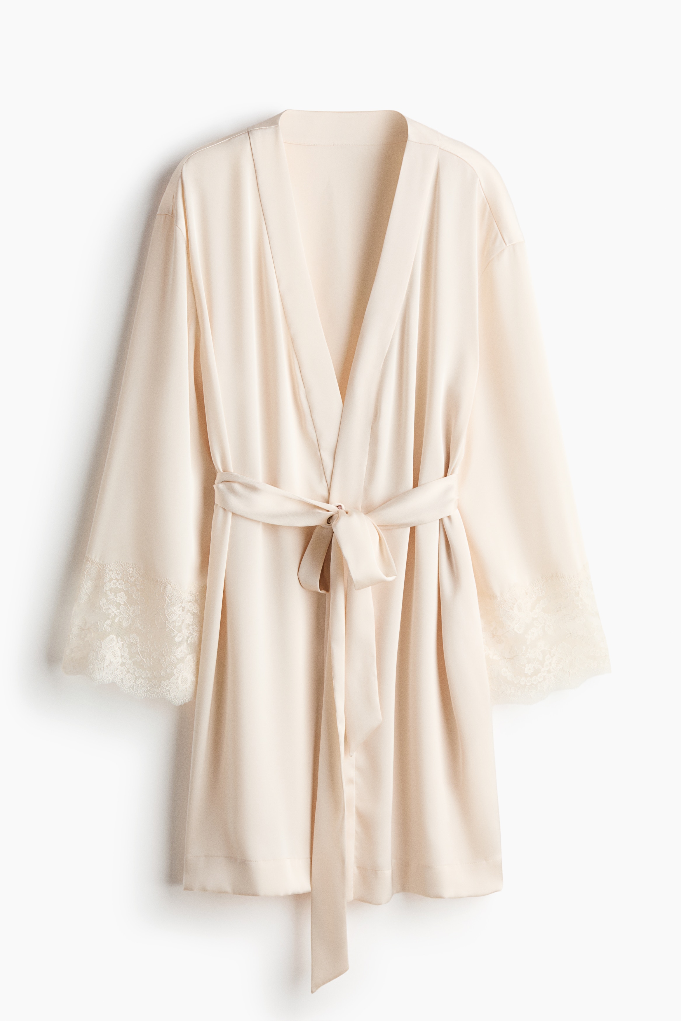 Lace-trimmed satin dressing gown