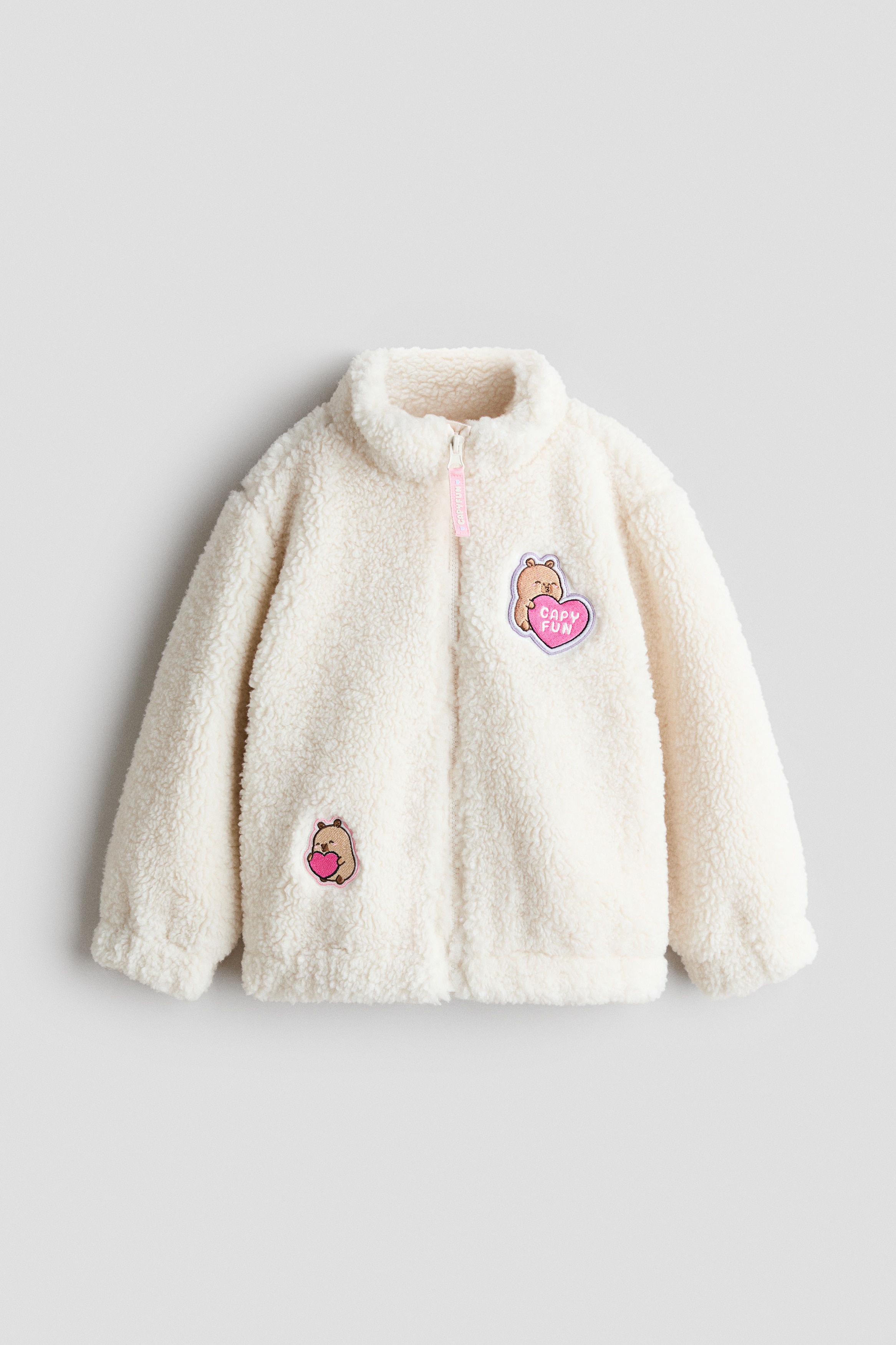 Appliquéd teddy jacketModel