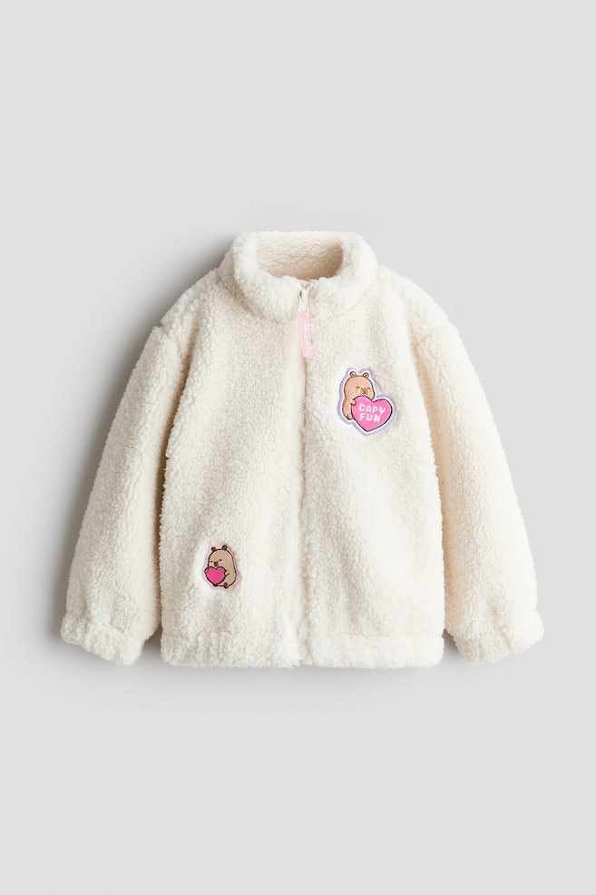 Teddy jas met applicaties - Wit/CapyFun/Heidepaars/Hello Kitty - 1