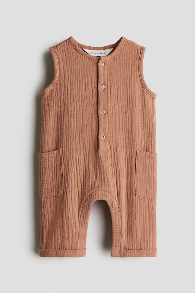 Cotton Muslin Romper - Orange - 1