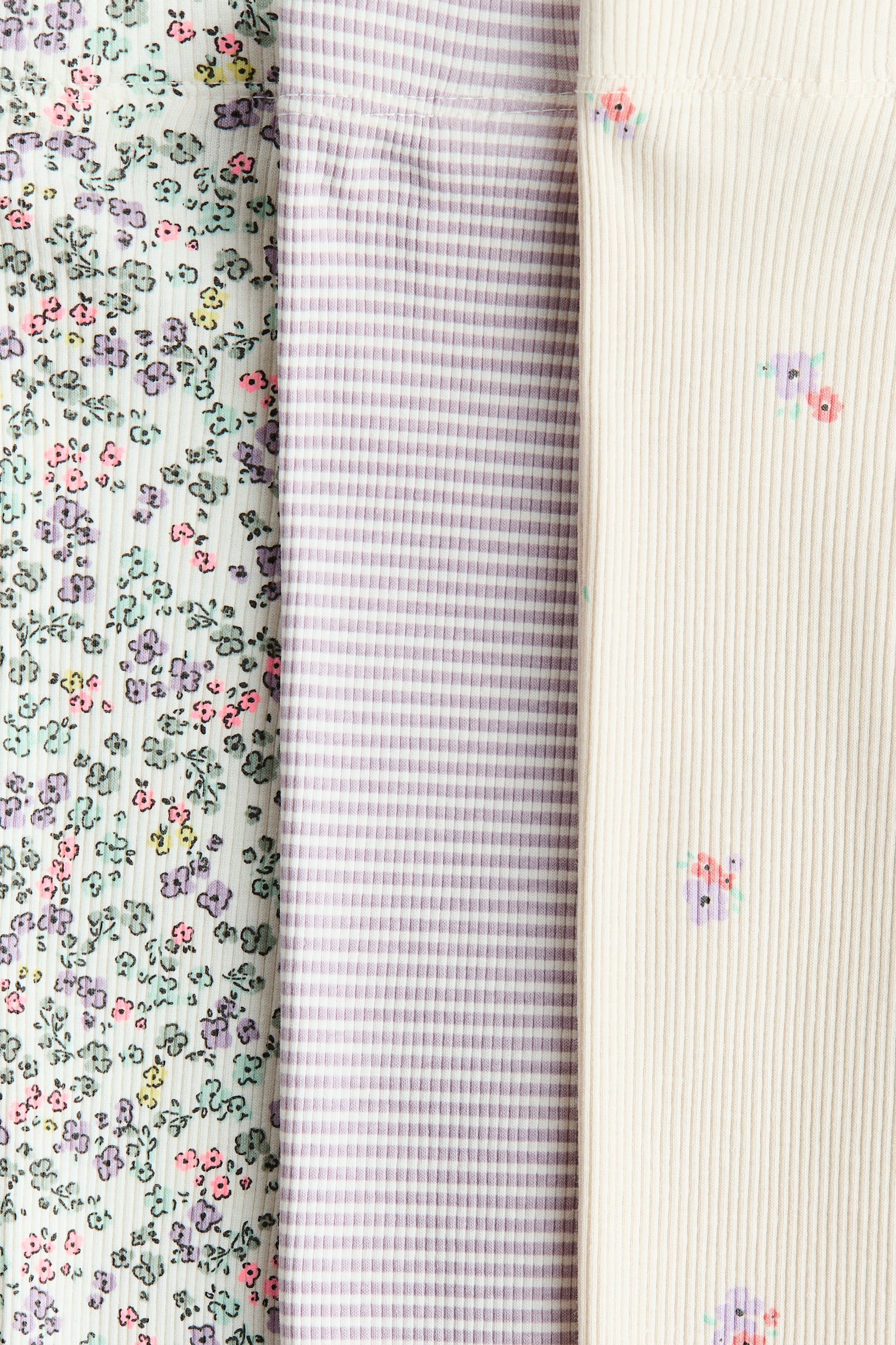 コットンリブレギンス 3本セット - ライトパープル／フローラル/ライトピンク／レオパードプリント/ライトピンク／ベリー - 2