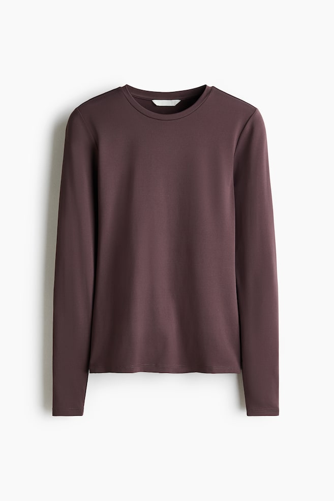 Maglia in microfibra con maniche lunghe - Viola polvere scuro/Greige scuro/Bianco/Nero/Talpa scuro/Blu scuro/Grigio chiaro/Greige chiaro - 1