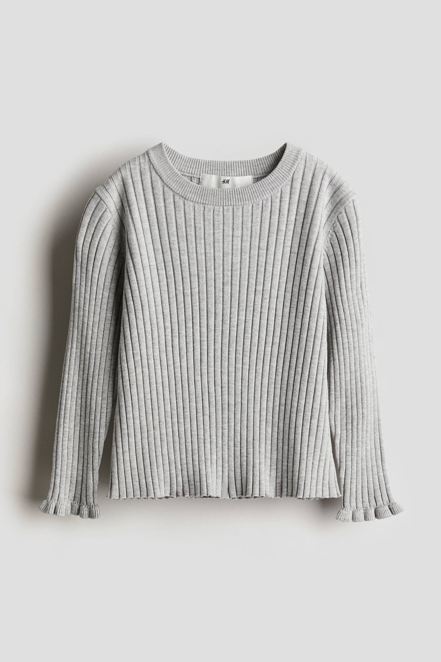 Rib Knit Sweater - Light grey marle - 1