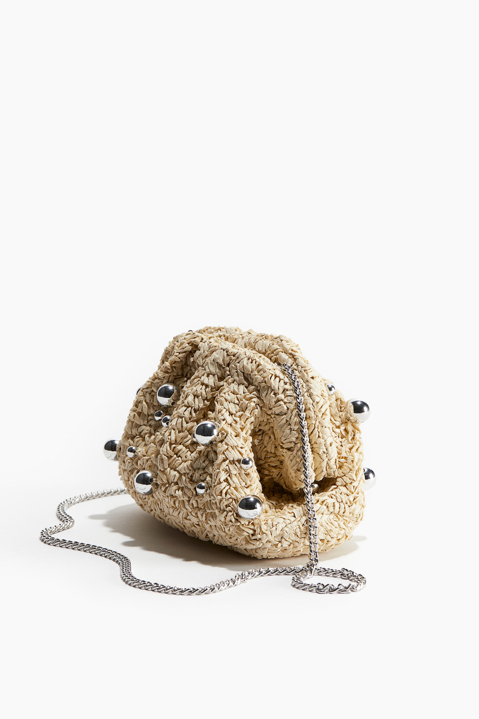 Bead Detail Straw Clutch - Light beige - 4