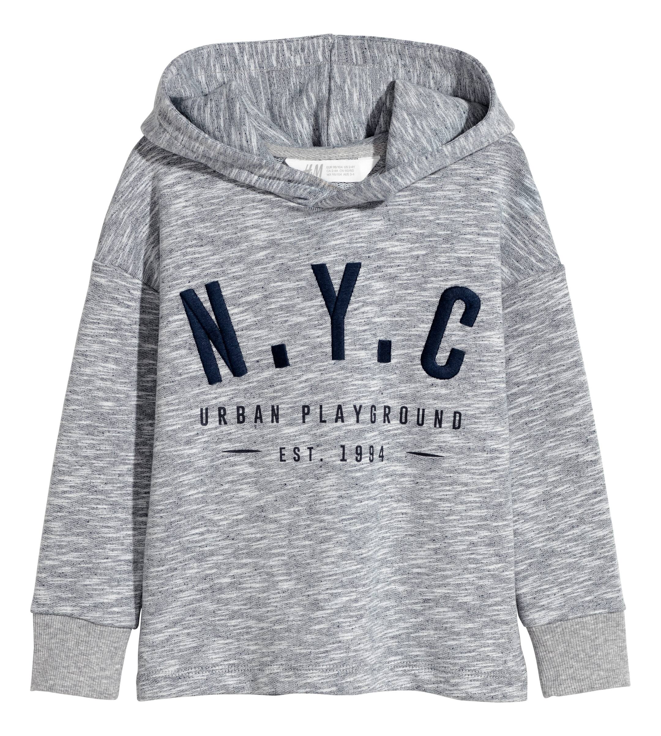 View larger image: Printed hooded top - Grey marl - Kids | H&M GB 1