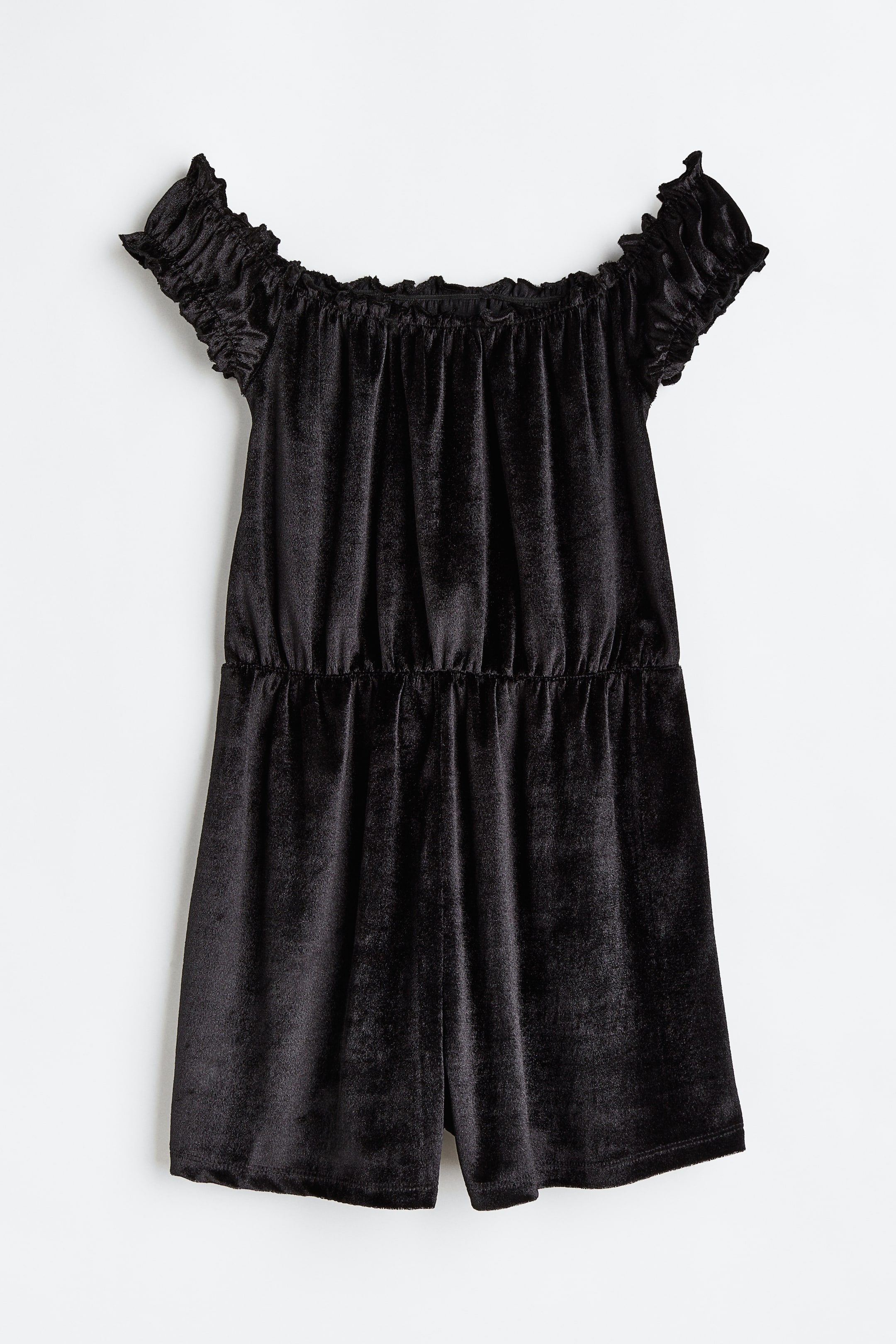 Off-the-shoulder Velour Romper