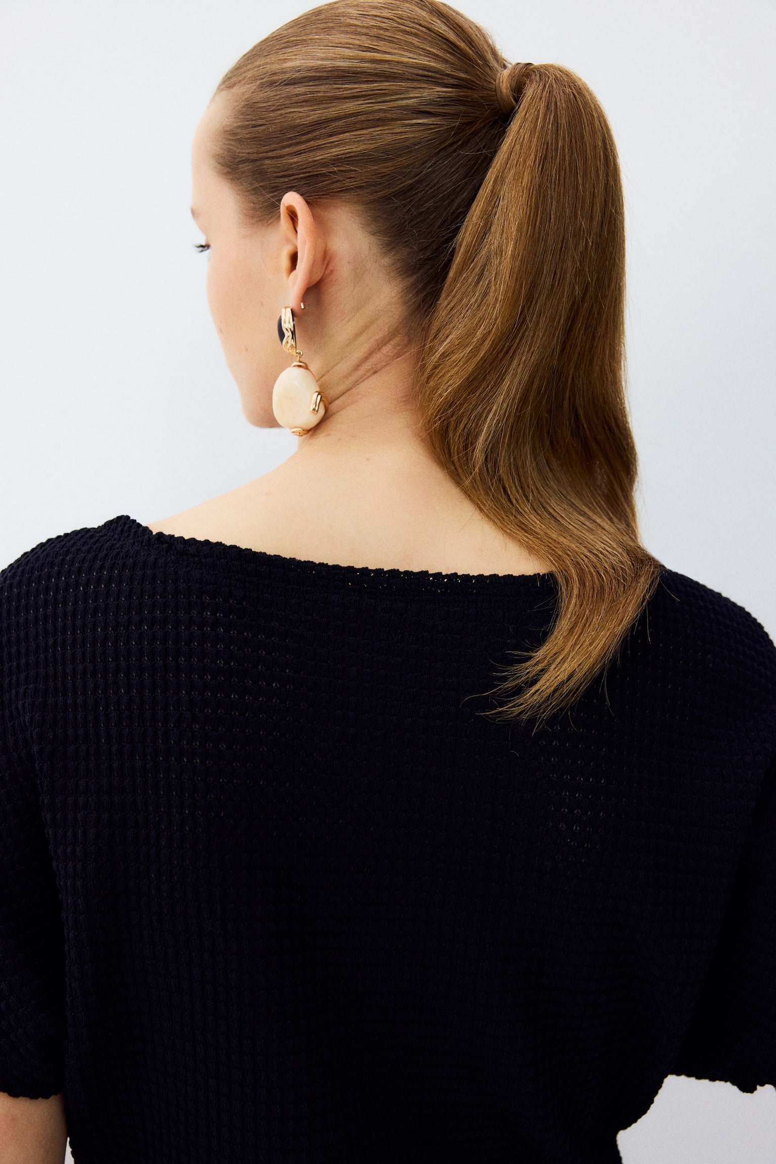 蝙蝠袖平紋上衣 - 黑色/深橄欖綠/白色 - 4