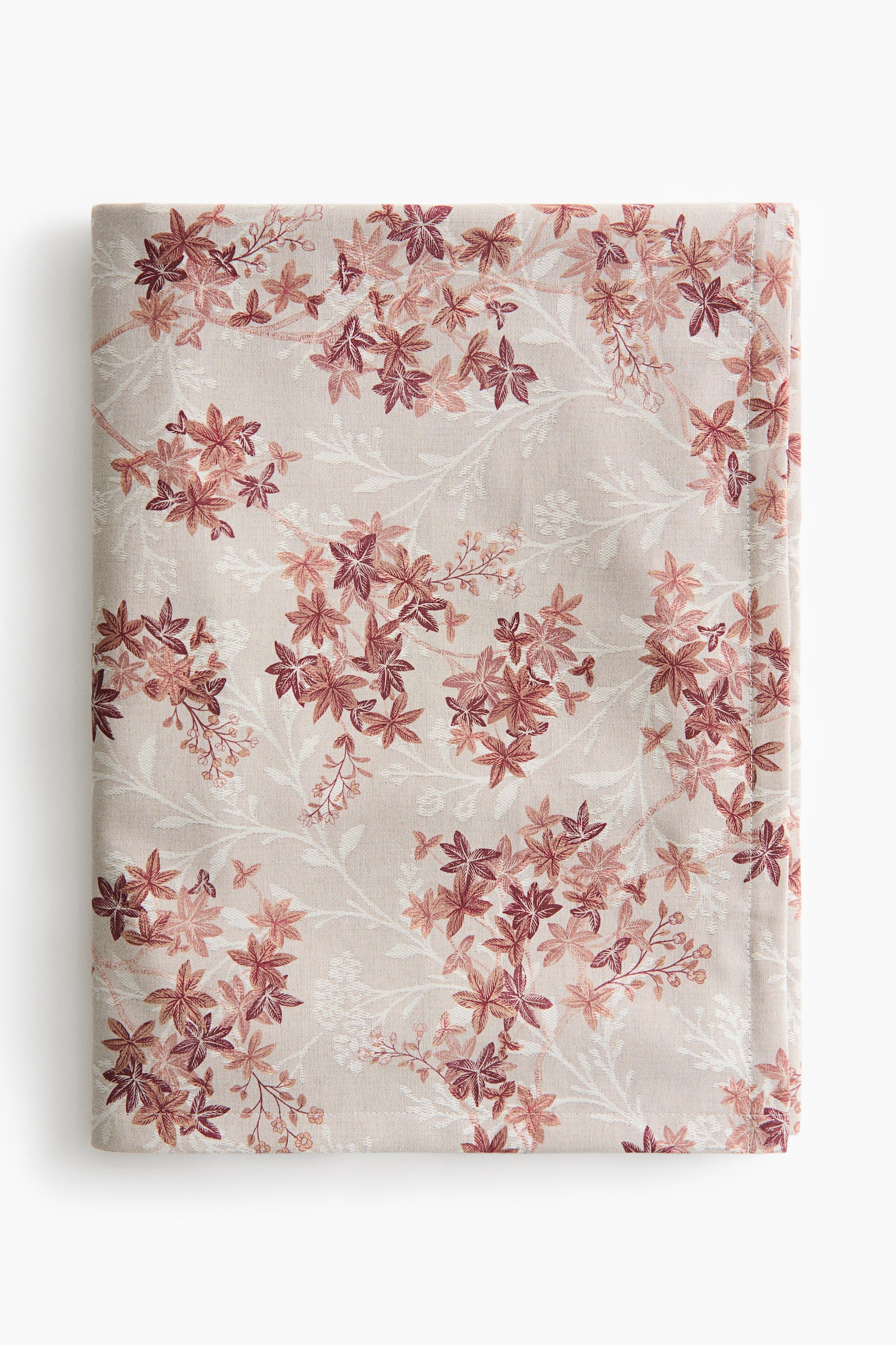 Grande nappe imprimée en tissu jacquard - Grège clair/fleuri