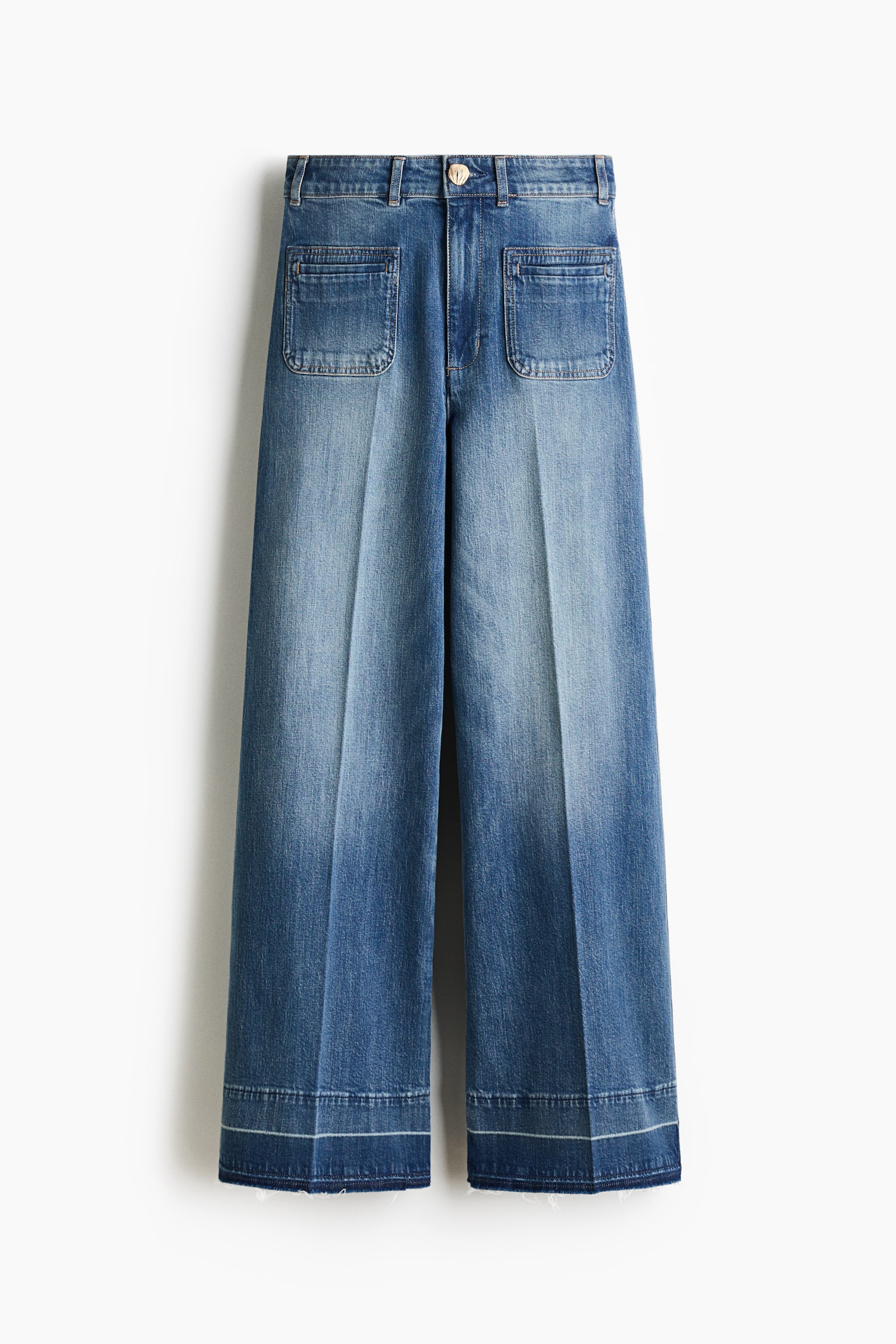 Wide High Jeans - Denim blue/Pale yellow - 1