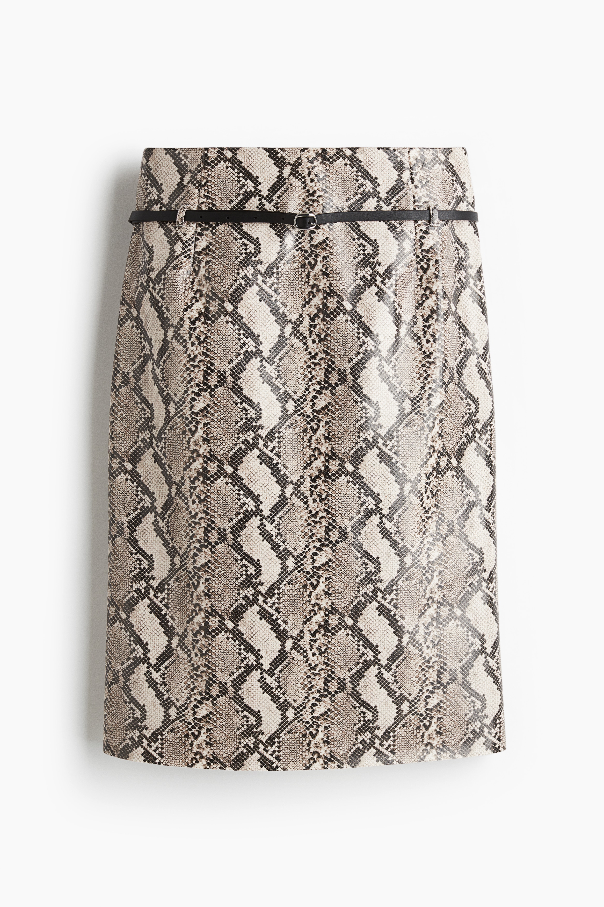 Fustă cu curea - Bej/motiv piele de șarpe