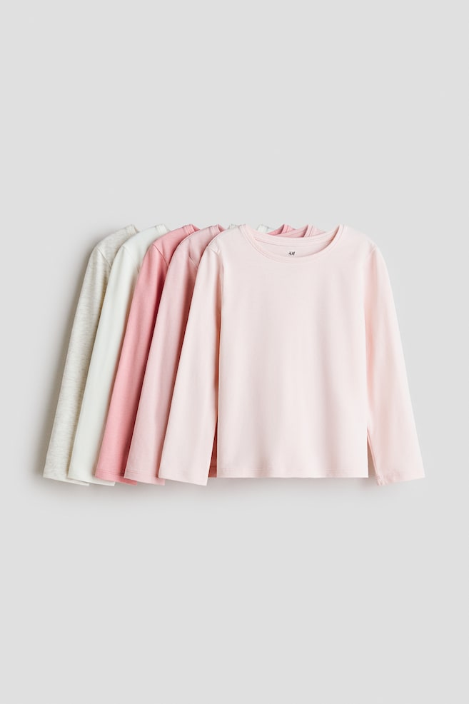 5-pack jersey tops - Pink/White/Dark red/Pink/Light purple/Mint green/Grey/Hearts/Light pink/Leopard print/Mint green/Pink/Plum/Hearts/Dark grey/Spotted - 1