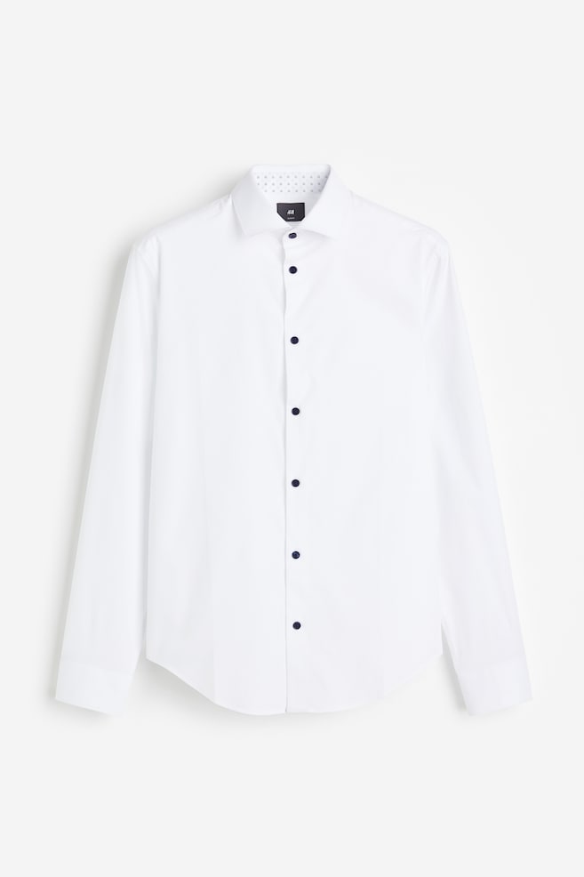 Skjorte i premium cotton Slim Fit - Hvid/Lyseblå/Sort - 2