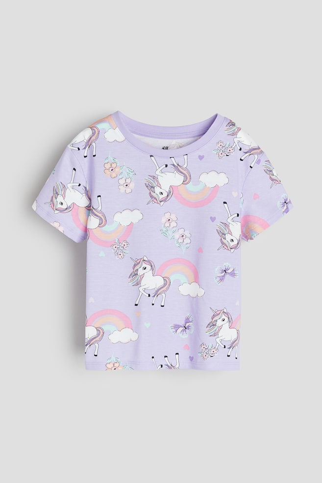 T-shirt con stampa - Lilla/Unicorni/Bianco/farfalle/Grigio scuro/fiori/Bianco/ciliegie - 1