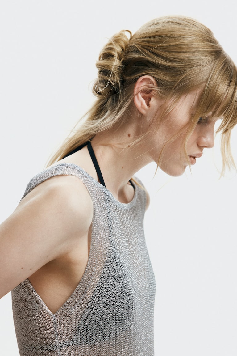 Women's Light dusty gray Shimmery Rib-Knit Dress | H&M US